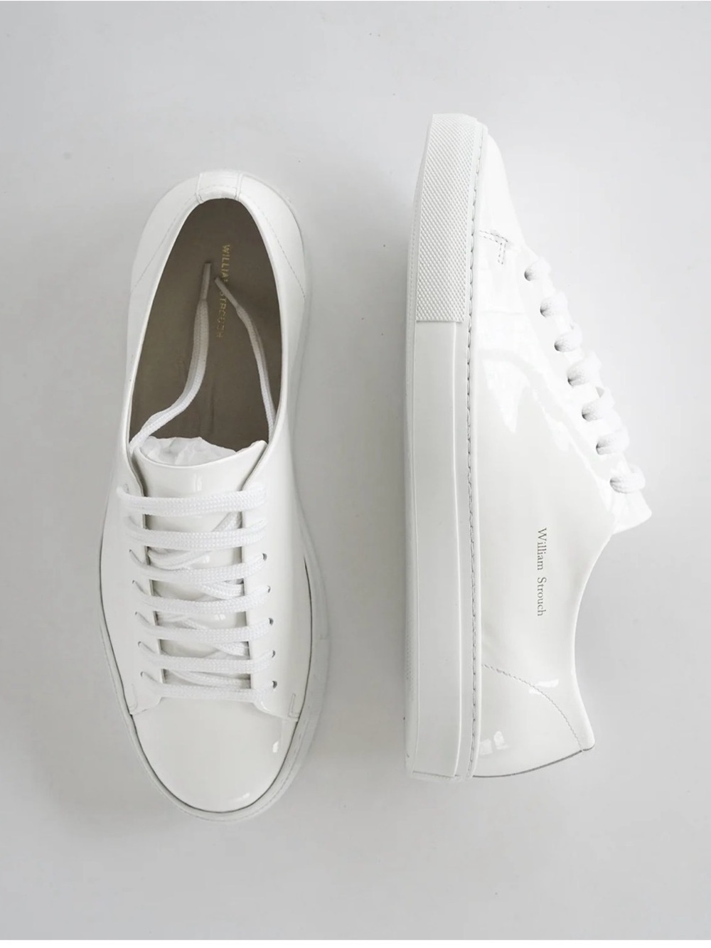 White Patent Leather William Strouch Athletic Sneakers MSRP:$249